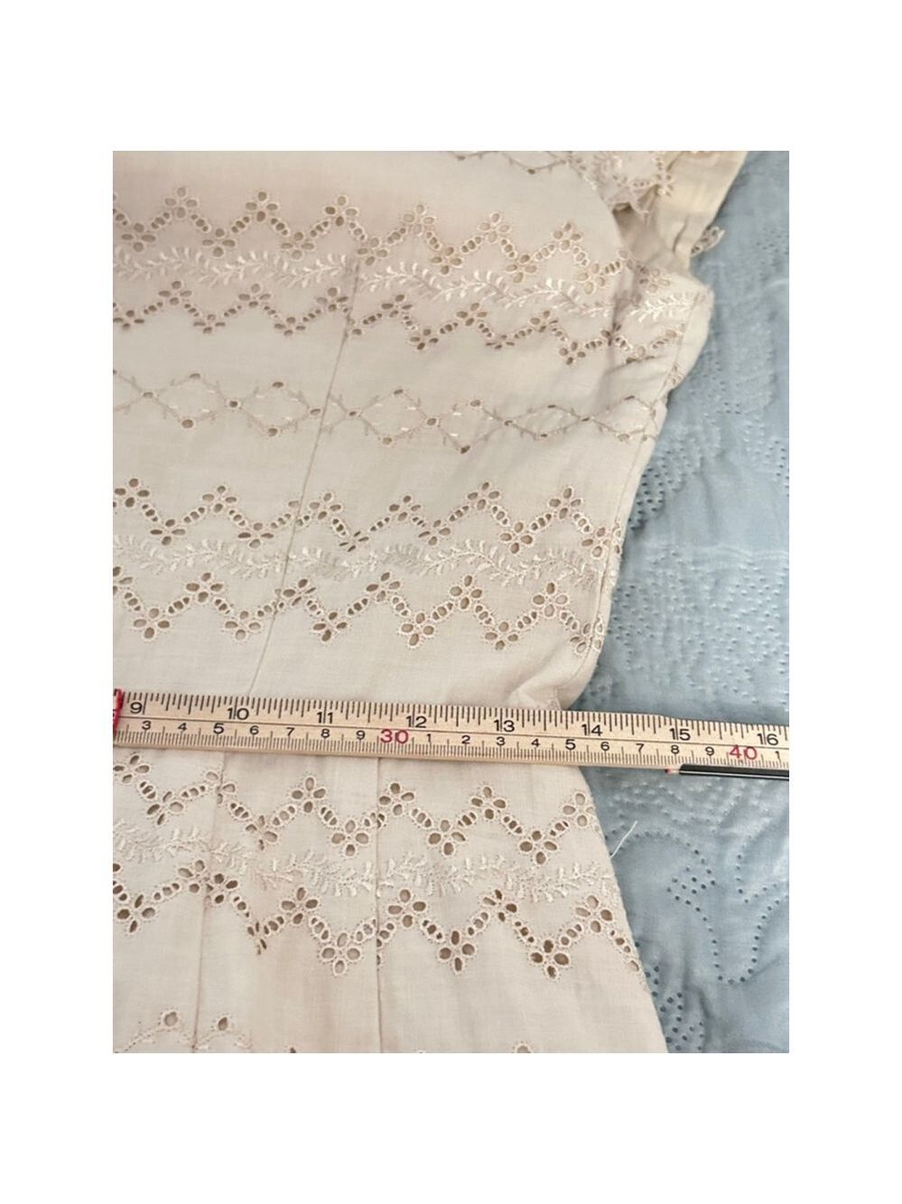 Vintage 80s Beige Eyelet Lace Dress S/M NWT Bustown Modern Palm Springs - Picture 10 of 11